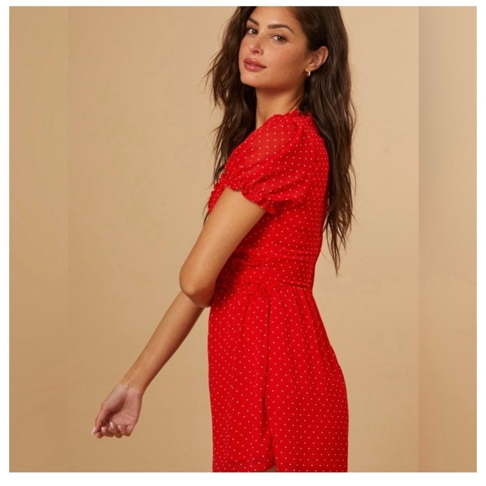 Altar'd State Bowie Romper Women's Sz Medium Red Polka Dot Ruffle - Picture 2 of 8
